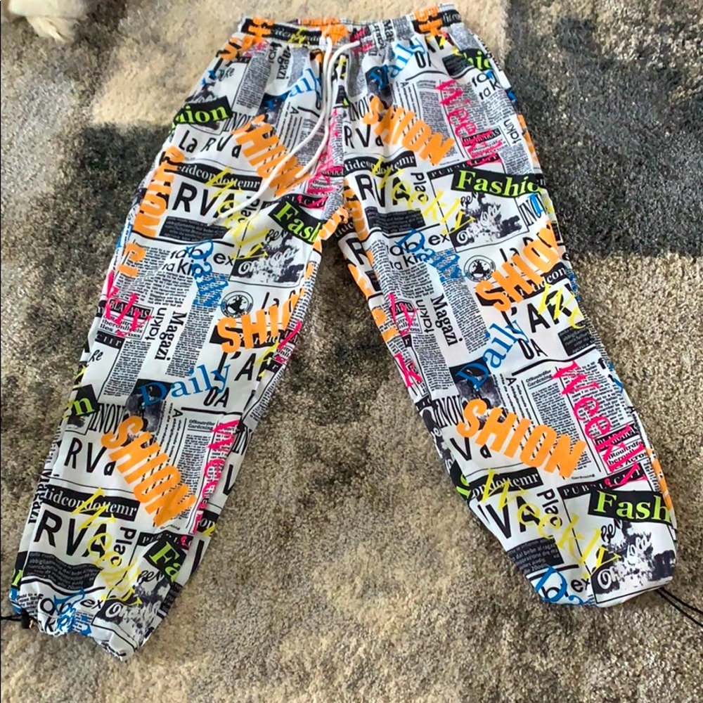 Newspaper Windbreaker Pants (Streetwear)